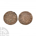 Charles I - Richmond AE Farthing 1625-1649 A.D. Type 2. Obv: crown over crossed sceptres with CARO D G MAG BRI legend and 'large lis' mintmark. Rev: c...