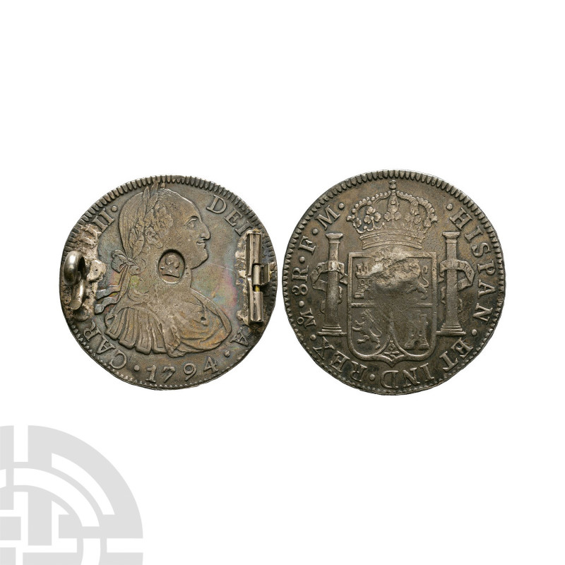 Emergency Issue - Mexico - 1794 - Countermarked 8 Reales Coin dated 1794 A.D. Ob...