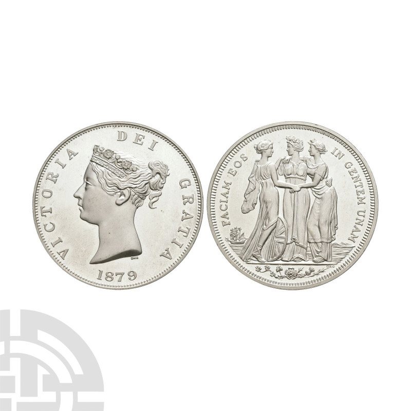 Victoria - '1879' - Spink Patina Retro Pattern Silver Three Graces Crown Struck ...