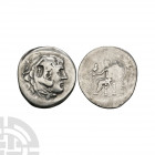 Macedonia - Alexander III (the Great) - Zeus AR Tetradrachm 195-194 B.C. Aspendos, Pamphylia mint, posthumous issue, dated year 18. Obv: head of Herak...