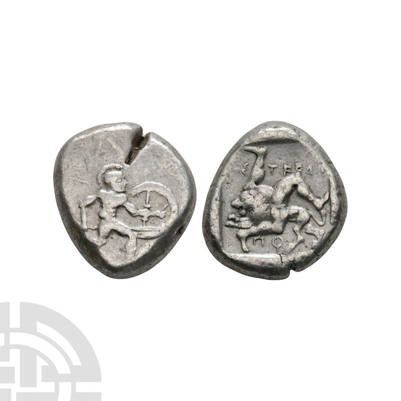 Pamphylia - Aspendos - Triskeles AR Stater or Siglos 465-430 B.C. Obv: warrior o...