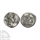 Q Cassius Longinus - Eagle AR Denarius 55 B.C. Rome mint. Obv: youthful male bust (Genius?) right with sceptre over shoulder. Rev: eagle standing righ...