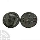Caligula - Vesta AE As 37-38 A.D. Rome mint. Obv: CAESAR AVG GERMANICVS PON M TR POT legend with bare head left. Rev: VESTA legend with Vesta seated l...