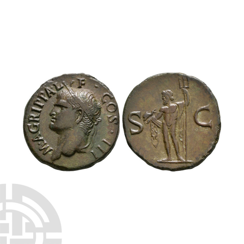 Agrippa - Neptune AE As 37-41 A.D. Struck under Caligula, Rome mint. Obv: M AGRI...