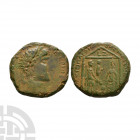 Claudius and Herod Agrippa - Temple Bronze 42-43 A.D. Struck in Caesarea Maritima, Samaria, dated Year 7. Obv: TIBERIOS KAISAR SEBASTOS GER (clockwise...