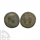 Lucius Verus - M Aurelius and L Verus Standing AE Sestertius 161 A.D. Rome mint. Obv: IMP CAES L ARVREL VERVS AVG legend with laureate bust right. Rev...