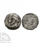 Kings of Elymais - Kamnaskires III and Anzaze - Double Portrait Tetradrachm 1st century B.C. Obv: jugate profile busts left with Seleukid anchor termi...