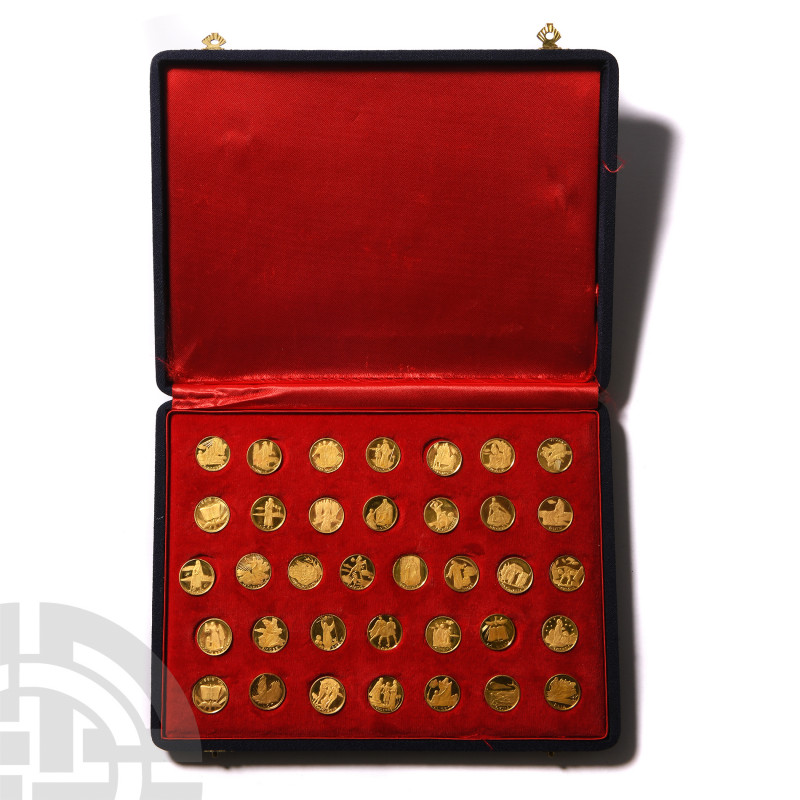 European - Cased Gold Biblical Commemorative Medal Set [36] 20th century A.D. Se...