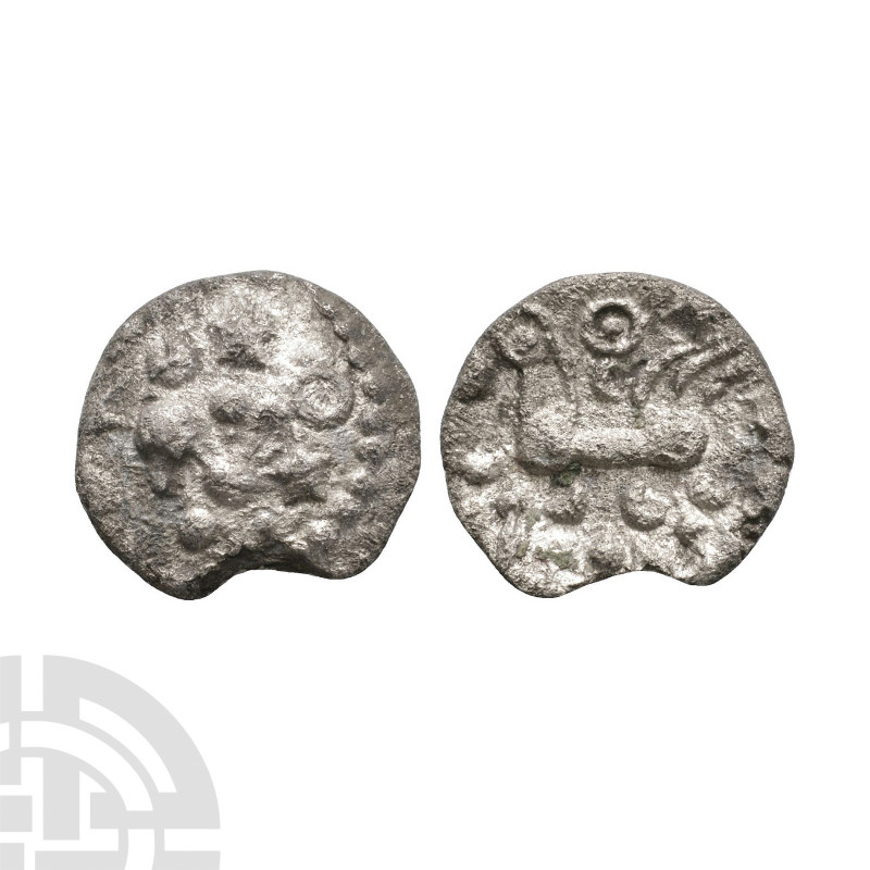 Dobunni - 'Cotswold Eagle' AR Unit 50 BC-50 A.D. Obv: profile bust right. Rev: t...