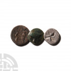 Attica and Side Group [3] 3rd-1st century B.C. Group comprising: Attica, bronze; Side, bronze; with a silver bull drachm. 15.00 grams total. . Propert...