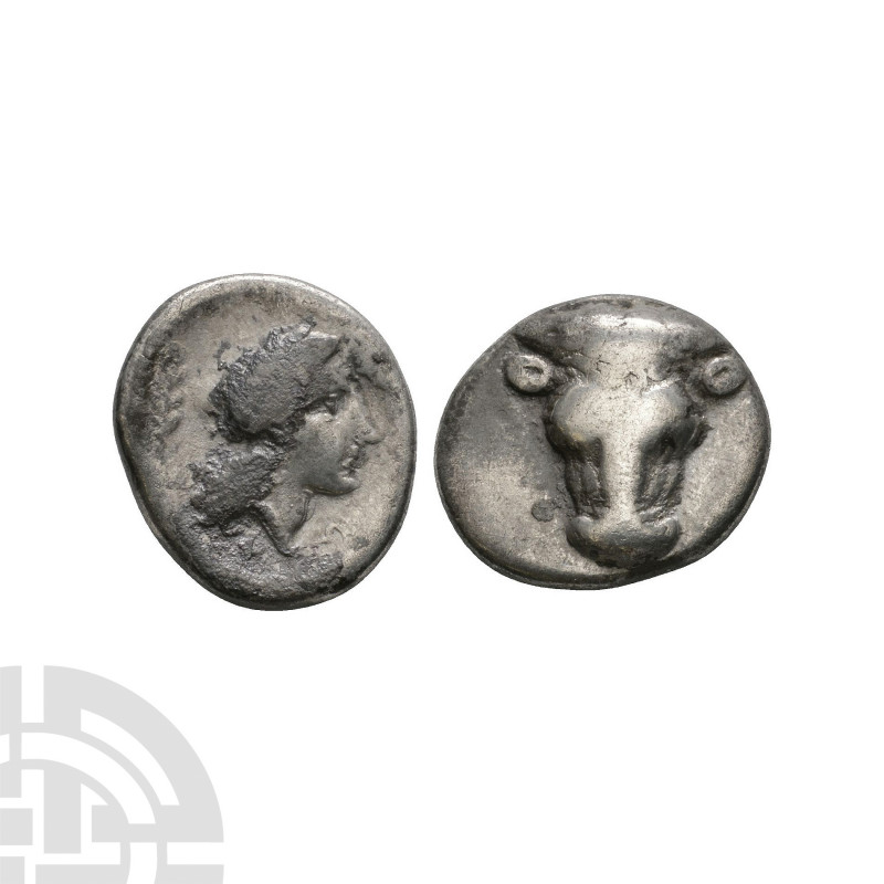 Phokis - Bull AR hemidrachm 357-354 B.C. Struck under Philomelos. Obv: bull's he...