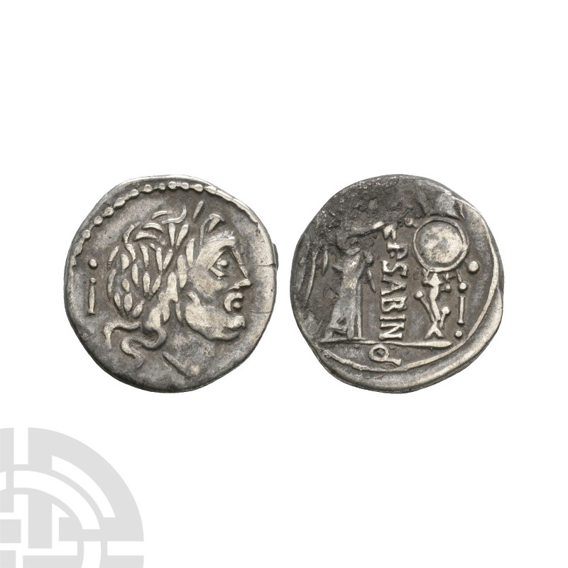 P Vettius Sabinus - Victory AR Quinarius 99 B.C. Rome mint. Obv: laureate head o...