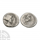Q Titius - Pegasus AR Quinarius 90 B.C. Rome mint. Obv: winged bust of Victory right. Rev: Pegasus right with Q TITI below. Craw. 341/3; Syd. 693; RSC...