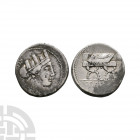 P. Furius Grassipes - Curule Chair AR Denarius 84 B.C. Rome mint. Obv: turreted head of Cybele right with AED CVR and deformed foot behind. Rev: curul...