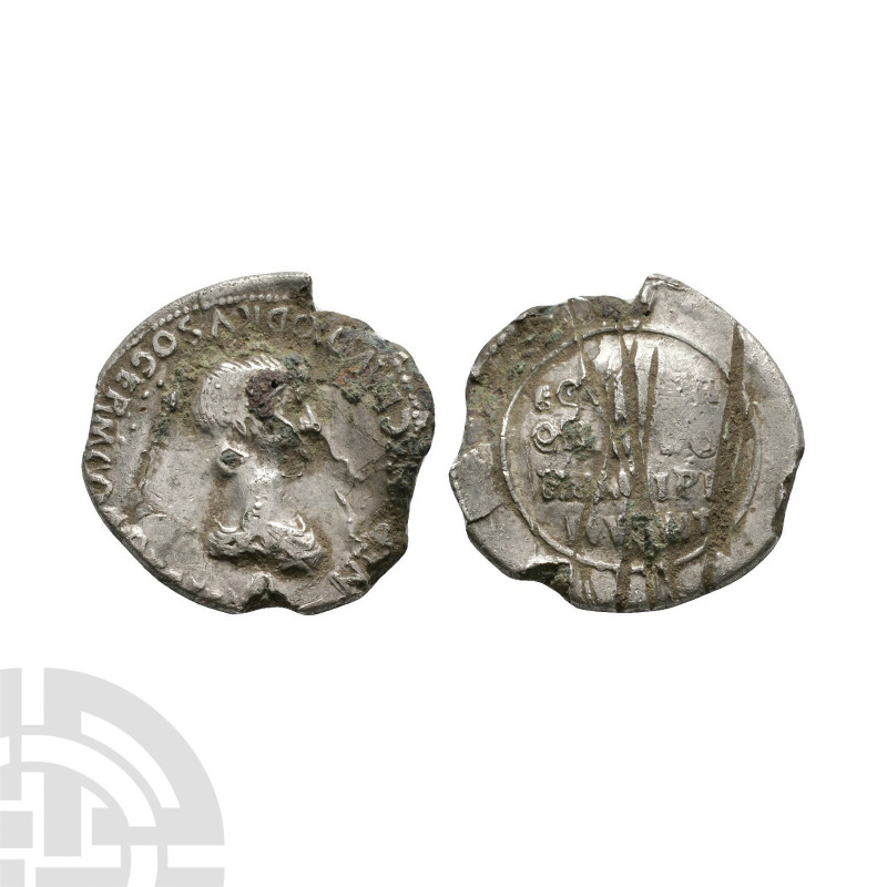 Nero (under Claudius) - Shield Plated Denarius After 51 A.D. Uncertain mintage. ...