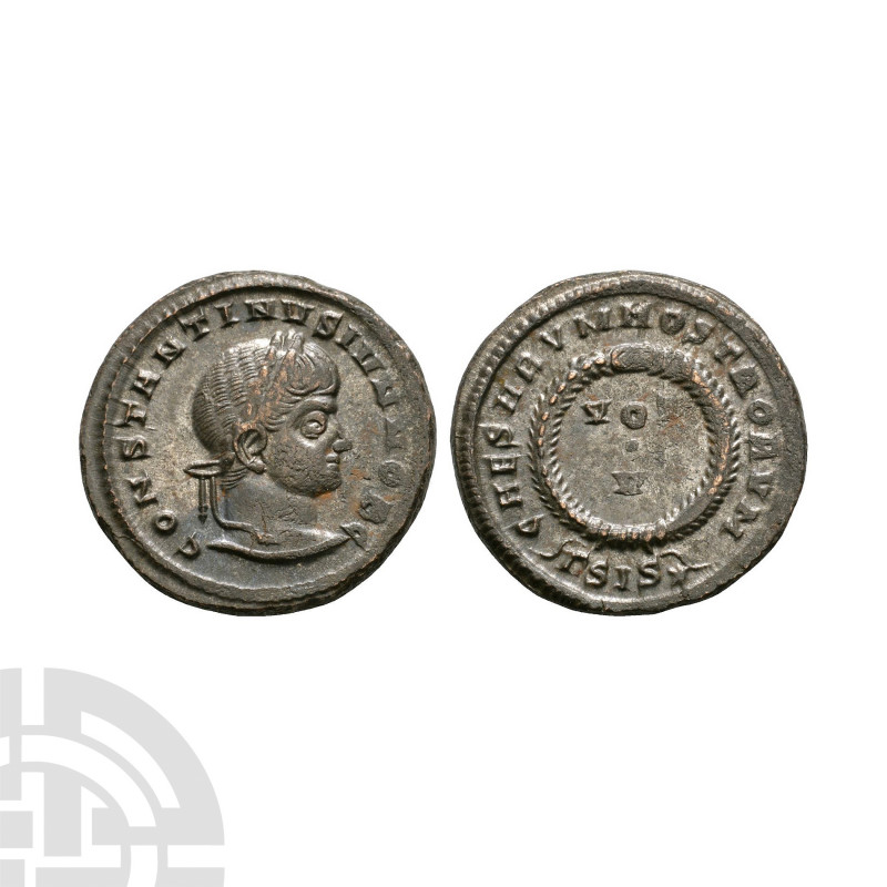 Constantine I (the Great) - Wreath Silvered Bronze 322-323 A.D. Siscia mint. Obv...