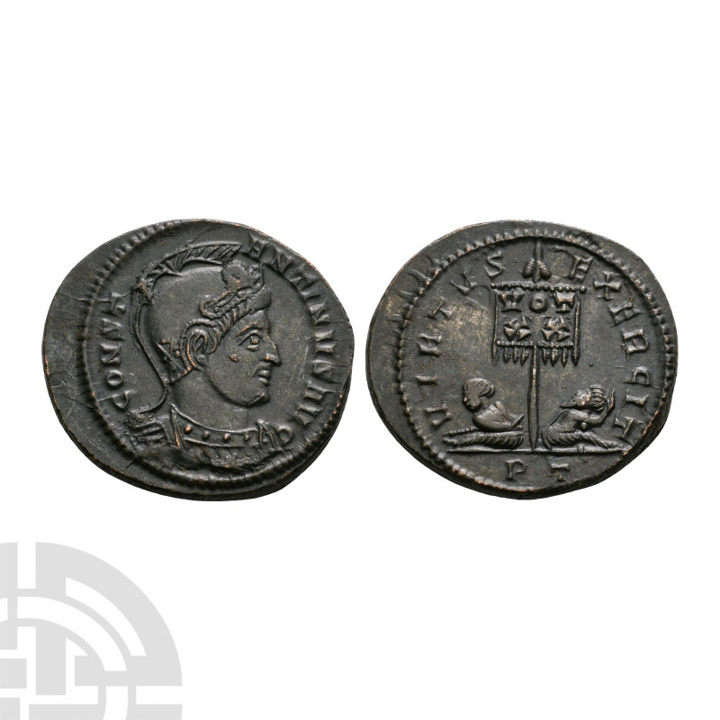 Constantine I (the Great) - Vexillum and Captives Bronze 319-320 A.D. Ticinum mi...