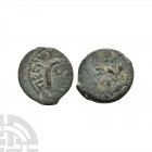 Judea - Pontius Pikate - Prutah 23-36 A.D. Obv: LIZ within wreath. Rev: TIBEPIOY KAICAPOC legend with lituus. Hendin 1342. 1.41 grams. . Property of a...