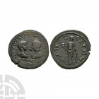 Gordian III and Tranquillina - Odessos - Nemesis Bronze 238–244 A.D. Obv: AYT K M ANT GORDIANOC CE TRANKYLLEINA legend with laureate, draped and cuira...
