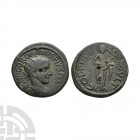 Gordian III - Thrace - Hygieia Bronze 238-244 A.D. Deultum mint. Obv: IMP GORDIANVS PIVS FEL AVG legend with radiate and draped bust right. Rev: COL F...