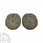 Northumbria - Aethelred II / Fordred - AE Styca 841-850 A.D. Obv: small cross with +EDILRED RE legend. Rev: small cross with +FORDRED legend for the m...