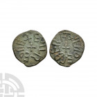 Northumbria - Aethelred II / Vendelberht - AE Styca 843-844 A.D. Obv: small cross with +EDILRED REX legend. Rev: small cross with +VENDELBERHT legend ...
