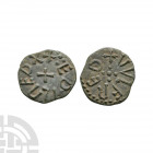Northumbria - Aethelred II / Wulfred - AE Styca 841-850 A.D. Obv: small cross with +EDILRED X legend. Rev: cross of five pellets with +VVLFRED legend ...