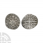 Edward I - London - Long Cross Farthing 1272-1307 A.D. Class 10. Obv: facing bust with EDWARDVS REX A legend. Rev: long cross and pellets dividing CIV...