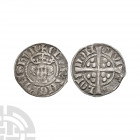 Edward I - London - Long Cross Penny 1280-1281 A.D. Class 3. Obv: facing bust with EDW R ANGL DNS HYB legend. Rev: long cross and pellets dividing CIV...