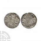 Henry III - London / Walter - Long Cross Penny 1248-1250 A.D. Class 3b. Obv: facing bust with HENRICVS REX III legend. Rev: long voided cross dividing...
