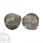 Edward III - London - Pre Treaty Halfgroat 1351-1352 A.D. Series C. Obv: facing bust within tressure with EDWARDVS REX ANGL Z FRANC legend. Rev: long ...