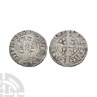 Edward I - London - AR Halfpenny 1279-1307 A.D. Class 3. Obv: facing bust with +EDW R ANGL DNS HYB legend. Rev: long cross and pellets dividing CIVI T...