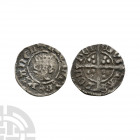 Richard II - London - Halfpenny 1377-1399 A.D. Obv: facing bust with RICARDVS REX ANGLIE legend. Rev: long cross and pellets dividing CIVI TAS LON DON...