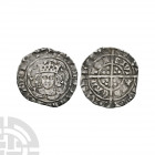 Edward IV - Canterbury - Halfgroat 1464-1470 A.D./. First reign, light coinage. Obv: facing bust with quatrefoils at neck within tressure with EDWARD ...