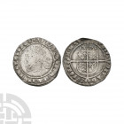 Elizabeth I - 1573 - Sixpence Dated 1573 A.D. Third-fourth issues, bust 4B. Obv: profile bust with rose behind and ELIZABETH D G ANG FR ET HI REGINA l...