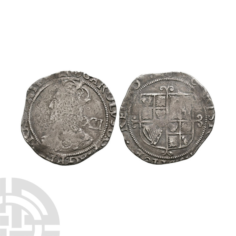 Charles I - Tower under Parliament - Shilling 1643-1644 A.D. Group F. Obv: profi...