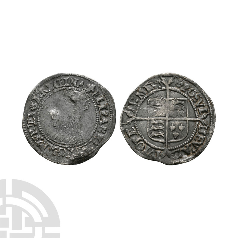 Elizabeth I - Halfgroat 1560-1561 A.D. Second issue. Obv: profile bust with ELIZ...