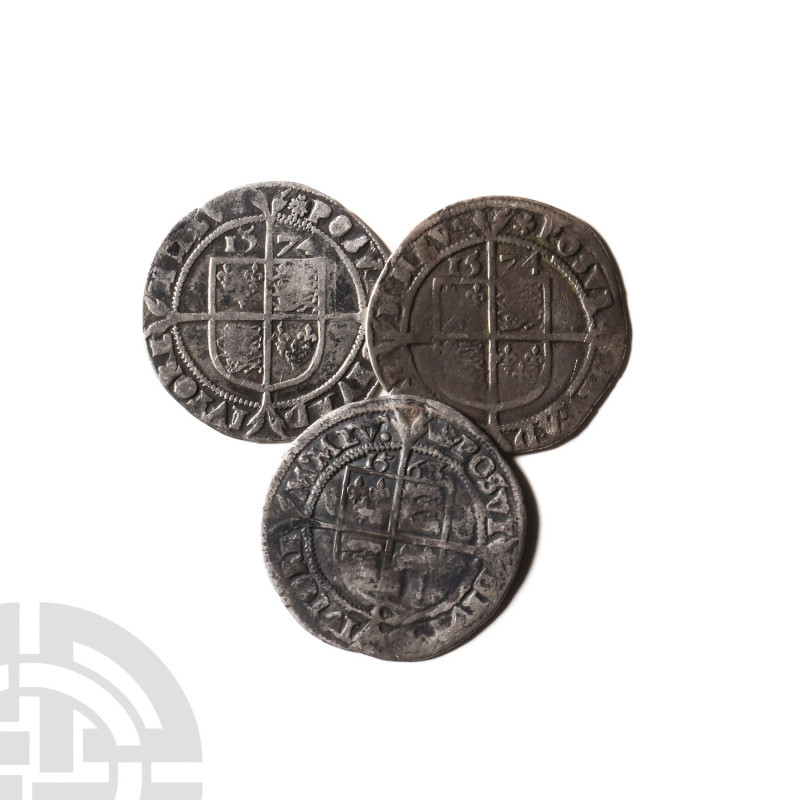 Elizabeth I - 1568 and 1574 - Sixpences [3] Dated 1568 and 1574 A.D. Third-fourt...