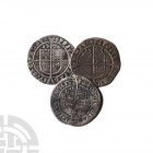 Elizabeth I - 1568 and 1574 - Sixpences [3] Dated 1568 and 1574 A.D. Third-fourth issues. Obvs: profile bust with rose behind and ELIZABETH D G ANGL F...