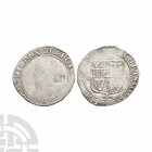 Charles I - Tower under Parliament - Shilling 1643-1644 A.D. Group F, 6th Briot's bust. Obv: profile bust with XII behind and CAROLVS D G MA BR FR ET ...