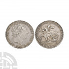George III - 1820 LX - Crown Dated 1820 A.D. New coinage. Obv: profile bust with date below and GEORGIUS III D G BRITANNIARUM REX F D legend. Rev: St ...