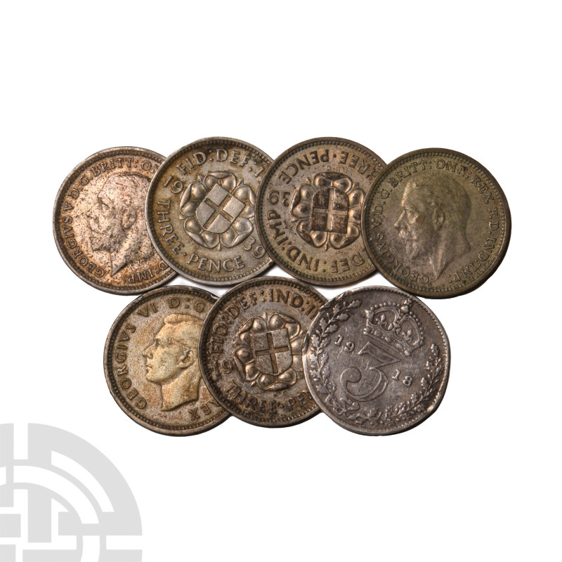 George V and VI - Silver Threepences [7] Dated 1918-1939 A.D. Group comprising: ...