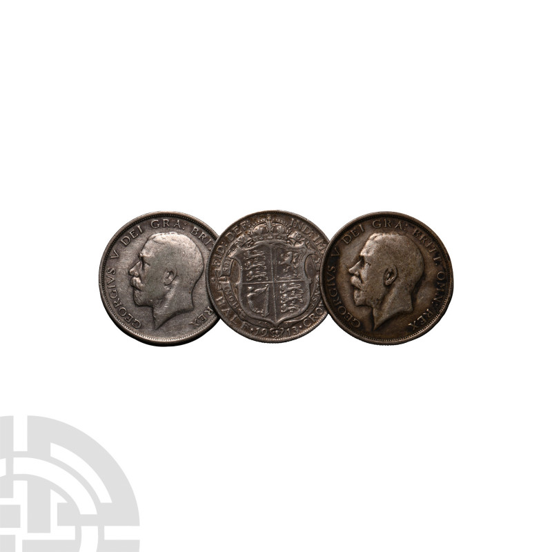 George V - 1911-1913 - Halfcrowns [3] Dated 1911-1913 A.D. First coinage. Obvs: ...