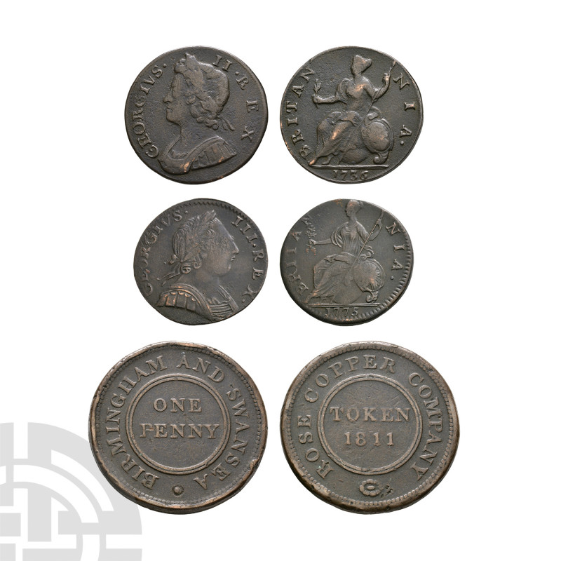 George II and III - Halfpennies and Token Penny Group [3] Dated 1736-1811 A.D. G...