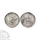 Germany - Abbey of Selz - Four Figures Pfennig 12th century A.D,. Obv: bust of abbot facing holding crozier and sceptre. Rev: four standing figures wi...