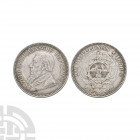 South Africa - Republic - 1896 - 2 1/2 Shillings Dated 1896 A.D. Obv: profile bust with ZUID AFRIKAANSCHE REPUBLIK legend. Rev: arms with flags with 2...