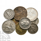 Italy - Mixed Issues Group [9] 20th century A.D. Group comprising: 10 centimes (2; 1911, 1941); 20 centimes (2; 1918, 1939); 2 lira (1916); 5 lira (2;...