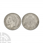 France - 1870 A - 2 Francs Dated 1870 A.D. Paris mint. Obv: profile bust with NAPOLEON III EMPEREUR legend and 'small A' mintmark. Rev: crowned arms o...