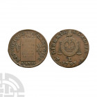 France - First Republic - 1793 L - 1 Sol Dated 1793 A.D. Ecu coinage, Bayonne mint. Obv: tablet inscribed incuse LES / HOMMES / SONT / EOAUX / DEVANT ...