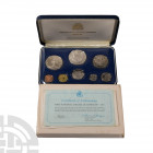 Barbados - 1973 - FM Cased Proof Set [9] Dated 1973 A.D. Set comprising: 1, 5, 10 and 25 cents with 1, 2, 5 and 10 dollars (5 and 10 dollars in silver...